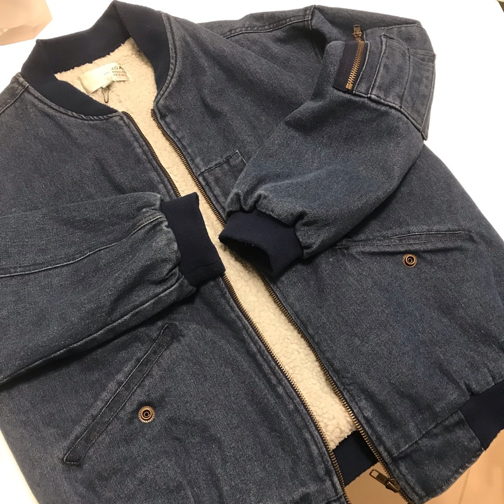 J.O.A. Denim Sherpa Bomber Jacket - Picture 5 of 8